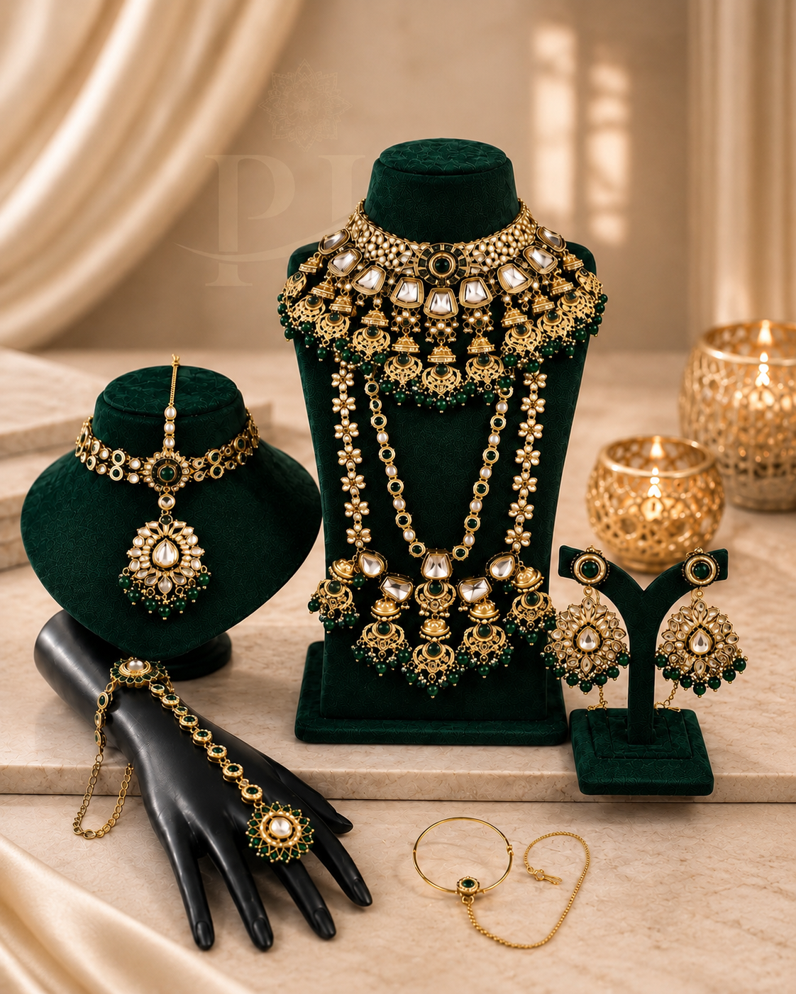 Green Bridal Jewellery D.No. 255